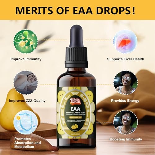 Gotas Líquidas de Aminoácidos Esenciales (EAA) y Suplemento de Soporte Hepático | Fórmula Completa de Recuperación con Vitamina B6 y Zinc, Salud - imagen 4