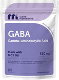 Micro Ingredients GABA 750 mg con Aceite MCT, 300 Gelatinas Blandas | Ácido Gamma Aminobutírico con Vitamina B6, 5-HTP, L-Teanina, L-Triptófano y - imagen 1