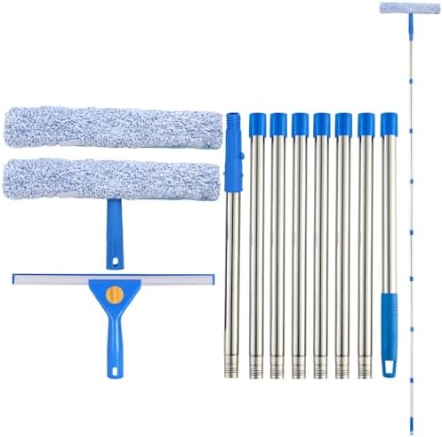 Kit de Limpieza de Ventanas de 10 Pies con Extensión, Limpiaparabrisas de 14 y Esponja de 15, Herramienta para Limpiar Ventanas Altas al Aire Libre - imagen 1