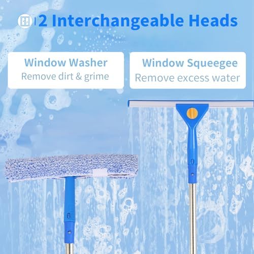 Kit de Limpieza de Ventanas de 10 Pies con Extensión, Limpiaparabrisas de 14 y Esponja de 15, Herramienta para Limpiar Ventanas Altas al Aire Libre - imagen 2