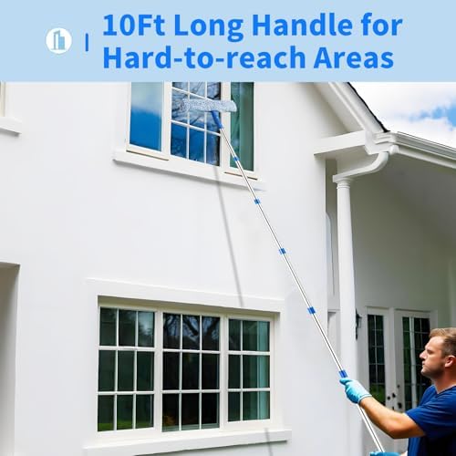 Kit de Limpieza de Ventanas de 10 Pies con Extensión, Limpiaparabrisas de 14 y Esponja de 15, Herramienta para Limpiar Ventanas Altas al Aire Libre - imagen 3