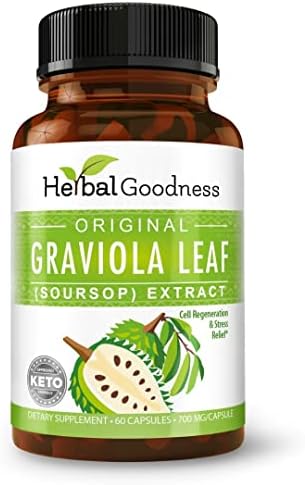 Cápsulas de Soursop Herbal Goodness - Extracto de Hojas de Guanábana 4X para Función Celular y Soporte Inmunológico | Suplemento Digestivo Orgánico, - imagen 1