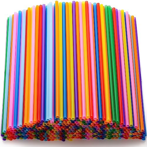 Suwimut 1000 Piezas Popotes de Plástico Desechables de 10.2 Pulgadas, Popotes Coloridos para Batidos, Café, Jugo y Cócteles - imagen 1