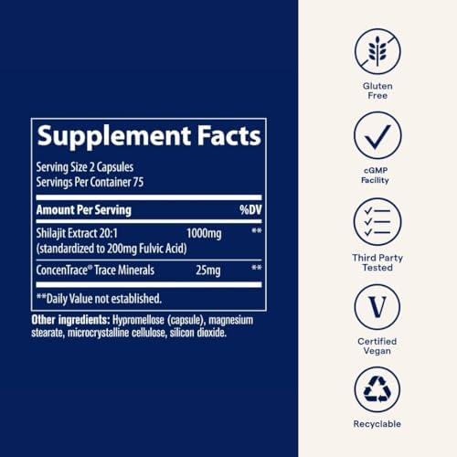 Cápsulas de Shilajit de Trace Minerals - Suplemento para Bienestar Diario - Apoyo Inmunológico, Energía, Salud Cerebral y Digestión - 150 Cápsulas - imagen 6