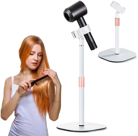 Soporte de Secadora de Pelo Manos Libres, Soporte Ajustable con Rotación de 360 Grados, Compatible con el 99% de Secadoras (Blanco) - imagen 1
