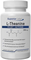 Cápsulas de L-Theanine 250 mg de Superior Labs, No GMO, Relajación Sin Somnolencia, Alivio del Estrés, Apoya Sueño Saludable, 90 Veg Caps - imagen 1