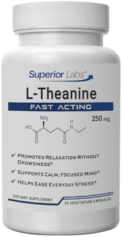 Cápsulas de L-Theanine 250 mg de Superior Labs, No GMO, Relajación Sin Somnolencia, Alivio del Estrés, Apoya Sueño Saludable, 90 Veg Caps - imagen 1