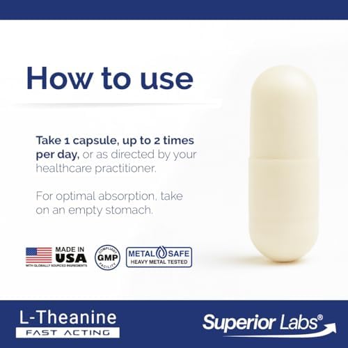 Cápsulas de L-Theanine 250 mg de Superior Labs, No GMO, Relajación Sin Somnolencia, Alivio del Estrés, Apoya Sueño Saludable, 90 Veg Caps - imagen 4