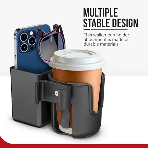 Soporte para taza Clip-On con caja de almacenamiento grande – Compatible solo con andadores Nitro de Drive Medical. - imagen 2