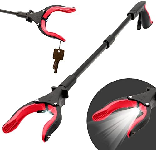 Herramienta de Alcance Grabber de 19 de Aluminio con Garra Magnética y Luz LED, 2 Piezas, Agarrador Plegable para Personas Mayores, Rojo, By Luxet - imagen 5