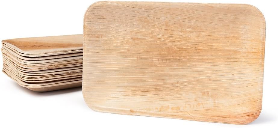 Platos Rectangulares de Hoja de Palma Eco Craft Stix 6x9 Pulgadas. Paquete de 50. Bandeja Desechable Ecológica para Charcutería. Ideal para Bodas y - imagen 6