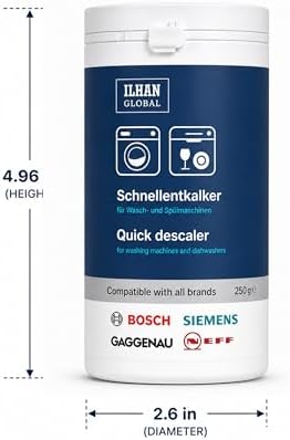 Desincrustante Rápido ILHAN GLOBAL TRADE 250 g Compatible con Lavadoras y Lavavajillas Bosch, Neff y Siemens, Anti Sarro 0311506 - imagen 2