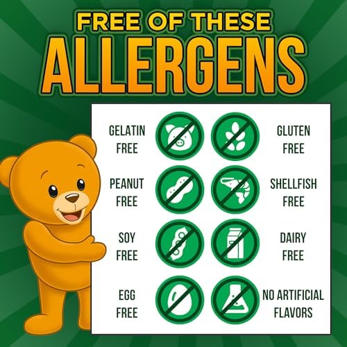 NOMMY BEARS Gomas Multivitamínicas para Niños – 11 Vitaminas Esenciales para Niños de 2 Años en Adelante, Sin Gelatina, Veganas, Halal, Sin Gluten ni - imagen 6