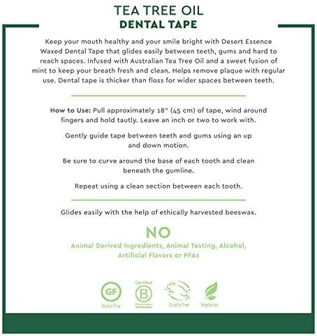 Cinta Dental de Aceite de Árbol de Té Desert Essence - 30 Yards - Paquete de 6 - Cera Natural con Cera de Abejas - Cinta Gruesa sin Desgarros - Ideal - imagen 7