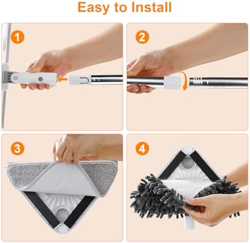 MUEE Kit de Limpieza de Ventanas 3 en 1 con Extensión de 78, Limpiador de Paredes Alto y Mango Largo para Uso Interior y Exterior - imagen 8