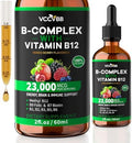 Gotas de Complejo de Vitamina B, B12 Metilcobalamina 5000mcg, B6, B1, B2, B5, B7, B3, Folato con Vitamina C, Líquido Sublingual Vegano | 60 Porciones - imagen 1