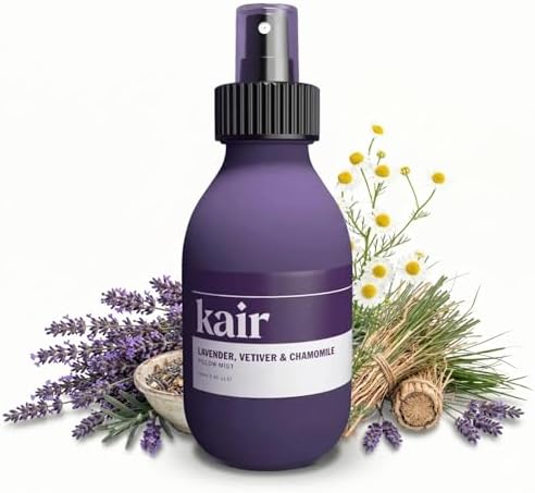 Spray de Almohada Kair - Lavanda, Vetiver y Manzanilla | Aromaterapia Natural, 3.4 Oz, Botella de Vidrio Recargable, Aceites Esenciales 100% Puros, - imagen 1