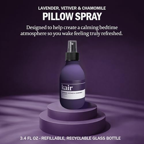 Spray de Almohada Kair - Lavanda, Vetiver y Manzanilla | Aromaterapia Natural, 3.4 Oz, Botella de Vidrio Recargable, Aceites Esenciales 100% Puros, - imagen 2
