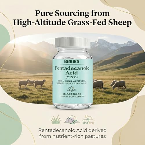 Extracto de Ácido Pentadecanoico 60 Cápsulas Veganas | 300mg por Porción de Leche de Oveja Alimentada con Pasto | Sin GMO, Sin Gluten, Sin Aditivos, - imagen 2