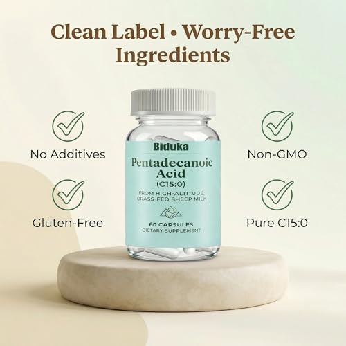 Extracto de Ácido Pentadecanoico 60 Cápsulas Veganas | 300mg por Porción de Leche de Oveja Alimentada con Pasto | Sin GMO, Sin Gluten, Sin Aditivos, - imagen 3