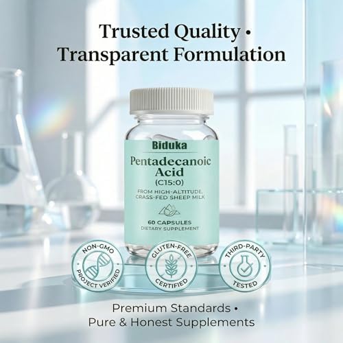 Extracto de Ácido Pentadecanoico 60 Cápsulas Veganas | 300mg por Porción de Leche de Oveja Alimentada con Pasto | Sin GMO, Sin Gluten, Sin Aditivos, - imagen 6