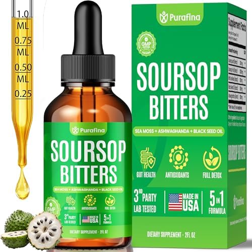 Gotas Líquidas de Amargo de Guanábana 5 en 1 Detox y Limpieza con Musgo Irlandés, Aceite de Semilla Negra, Ashwagandha y Extracto de Hoja de Graviola - imagen 1