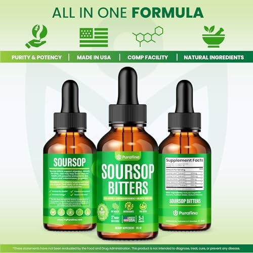 Gotas Líquidas de Amargo de Guanábana 5 en 1 Detox y Limpieza con Musgo Irlandés, Aceite de Semilla Negra, Ashwagandha y Extracto de Hoja de Graviola - imagen 7