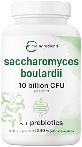 Probióticos Saccharomyces Boulardii de Micro Ingredients, 10 Mil Millones CFU con Prebióticos, 240 Cápsulas Vegetarianas | Mezcla 2 en 1 con Inulina - imagen 1