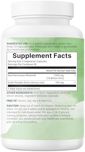 Probióticos Saccharomyces Boulardii de Micro Ingredients, 10 Mil Millones CFU con Prebióticos, 240 Cápsulas Vegetarianas | Mezcla 2 en 1 con Inulina - imagen 6