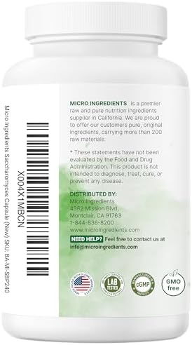 Probióticos Saccharomyces Boulardii de Micro Ingredients, 10 Mil Millones CFU con Prebióticos, 240 Cápsulas Vegetarianas | Mezcla 2 en 1 con Inulina - imagen 7