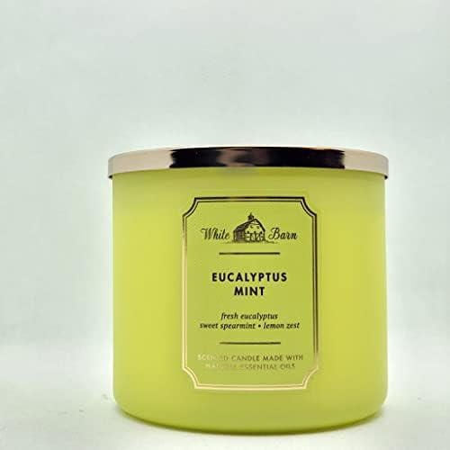 Vela Aromática de 3 Mechas Bath & Body Works White Barn con Aceites Esenciales - 14.5 oz - Nuevas Fragancias (Eucalipto y Menta) - imagen 1