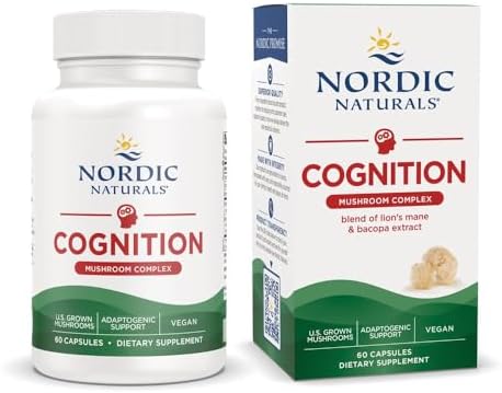 Complejo de Hongos Cognitivos Nordic Naturals, Sin Sabor - 60 Cápsulas - Apoyo para Cerebro, Memoria y Ánimo - Mezcla de Melena de León y Extracto de - imagen 1