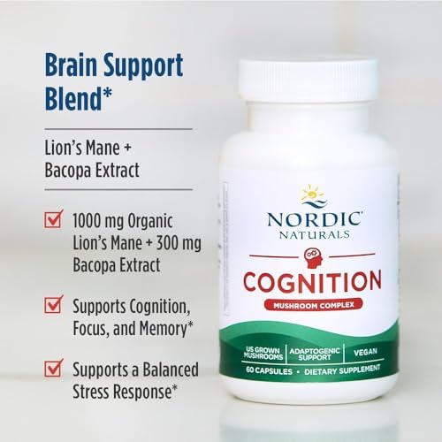 Complejo de Hongos Cognitivos Nordic Naturals, Sin Sabor - 60 Cápsulas - Apoyo para Cerebro, Memoria y Ánimo - Mezcla de Melena de León y Extracto de - imagen 3