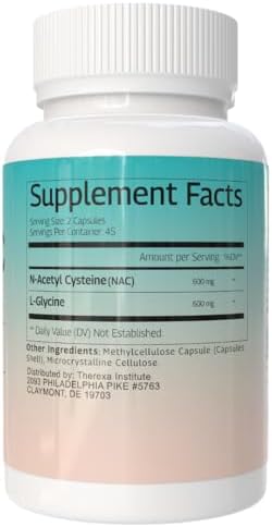 Suplemento THEREXA GLYNAC 1200MG - Suplementos de Glicina y NAC, Probado en EE. UU. - 90 Cápsulas - imagen 2