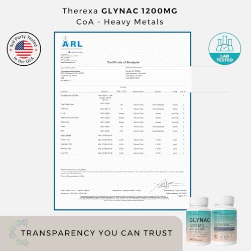 Suplemento THEREXA GLYNAC 1200MG - Suplementos de Glicina y NAC, Probado en EE. UU. - 90 Cápsulas - imagen 5