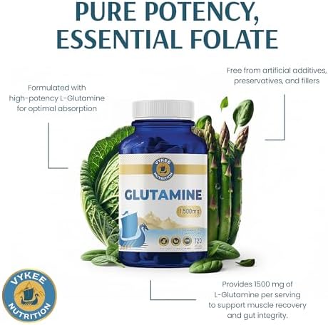 Cápsulas de L-Glutamina Vykee Nutrition - Suplemento para Recuperación Muscular, Salud Digestiva y Soporte Inmunológico - Vegano, No GMO, Sin Gluten - imagen 7
