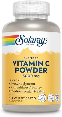 Solaray Polvo de Ácido Ascórbico Vitamina C 5000mg - Suplemento Vegano para Hombres y Mujeres, Apoyo Inmunológico y de Piel, 8 oz - imagen 1