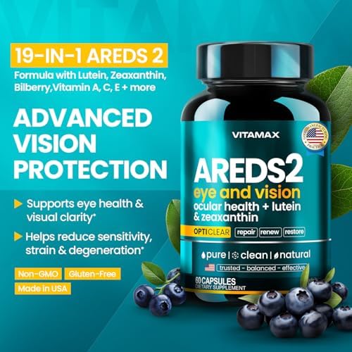 Vitaminas para los Ojos AREDS 2 - Luteína, Zeaxantina, Arándano, Astaxantina - Suplemento Mineral para la Salud Visual - 60 cápsulas - Hecho en EE. - imagen 5