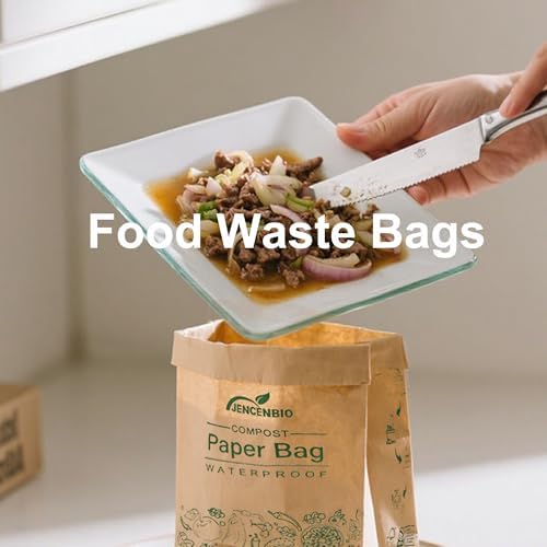 Bolsa de Papel Compostable JENCENBIO, 30 Bolsas Resistentes al Agua para Desechos de Cocina, Forro de Bote Certificado por BPI - imagen 4
