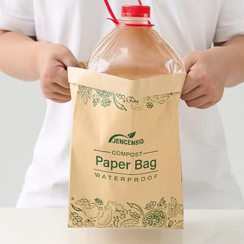 Bolsa de Papel Compostable JENCENBIO, 30 Bolsas Resistentes al Agua para Desechos de Cocina, Forro de Bote Certificado por BPI - imagen 5