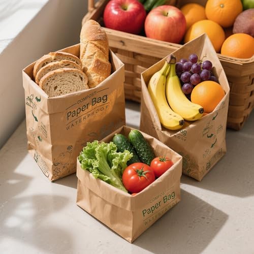 Bolsa de Papel Compostable JENCENBIO, 30 Bolsas Resistentes al Agua para Desechos de Cocina, Forro de Bote Certificado por BPI - imagen 7