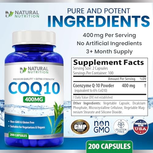 CoQ10 Natural 400mg 200 Cápsulas Máxima Potencia Alta Absorción Libre de Gluten No Transgénico - imagen 5