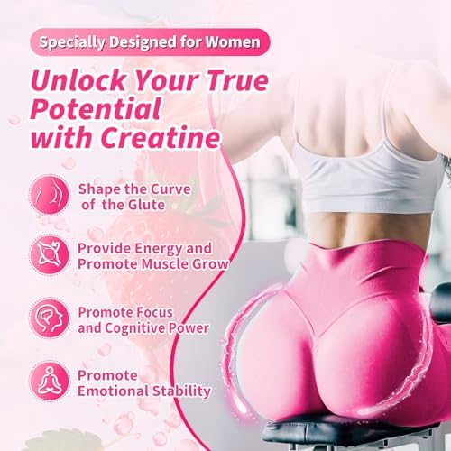 Creatina HMB para Mujeres LanranBee 5g en Polvo Micronizado con Colágeno, Suplemento Pre Entrenamiento Sin Azúcar, Sabor Fresa, 30 Porciones - imagen 5