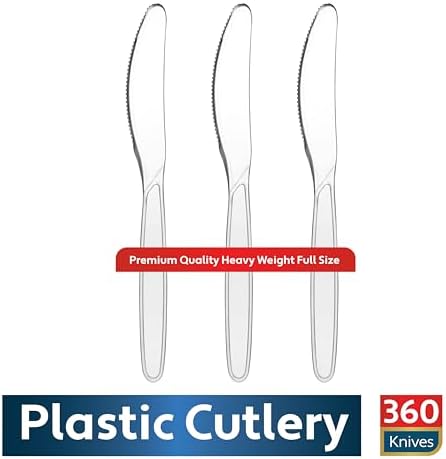 Cuchillos de Plástico Transparentes Munfix, 360 Piezas, Desechables, Resistentes al Calor y Sin BPA, Utensilios Duraderos para Fiestas y Picnics - imagen 2