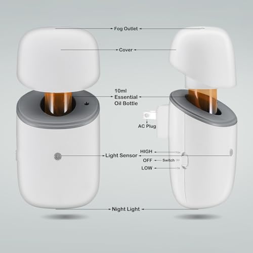 Difusor de Aceites Esenciales Tediselu para el Hogar, Difusor Sin Agua con Interruptor Bajo/Alto, Difusor de Pared con Luz Nocturna, Aromaterapia - imagen 6