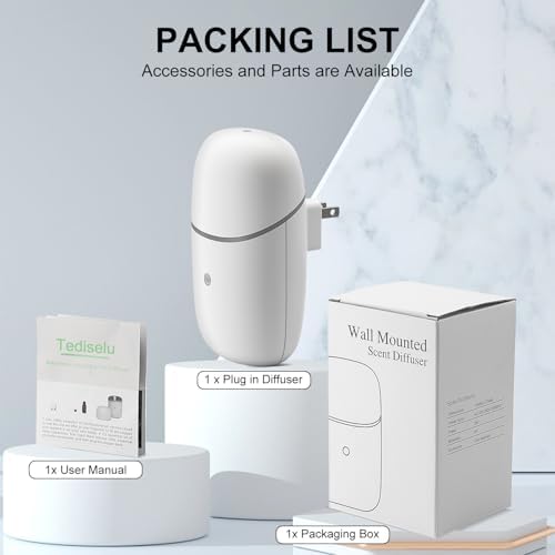 Difusor de Aceites Esenciales Tediselu para el Hogar, Difusor Sin Agua con Interruptor Bajo/Alto, Difusor de Pared con Luz Nocturna, Aromaterapia - imagen 7