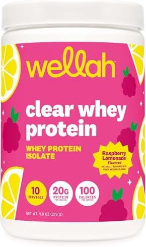 Proteína Isolada de Suero Wellah Clear (Limonada de Frambuesa) 10 Porciones - 20g de Proteína, 100 Calorías, Endulzada con Stevia - imagen 1