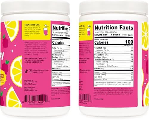 Proteína Isolada de Suero Wellah Clear (Limonada de Frambuesa) 10 Porciones - 20g de Proteína, 100 Calorías, Endulzada con Stevia - imagen 3