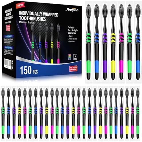 Paquete de 150 Cepillos de Dientes Desechables Envuelto Individualmente, Con Cerda Suave para Adultos y Niños, Mango Ergonómico, Ideal para Viajes, - imagen 1