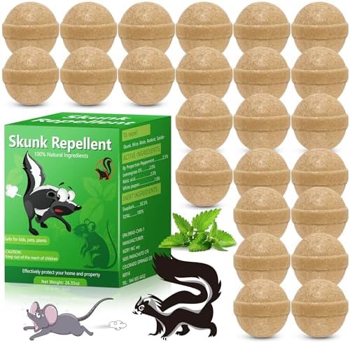 Paquete de 24 Bolas Repelentes de Zorrillos, Repelente Natural de Menta, Humano para Mantener Zorrillos, Ardillas, Ratones y Topos Fuera del Jardín y - imagen 1